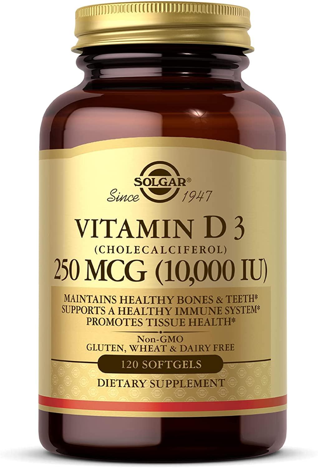 Solgar Vitamine D3 250 MCG (10,000 IU) 120 Capsules - mondialpharma.com