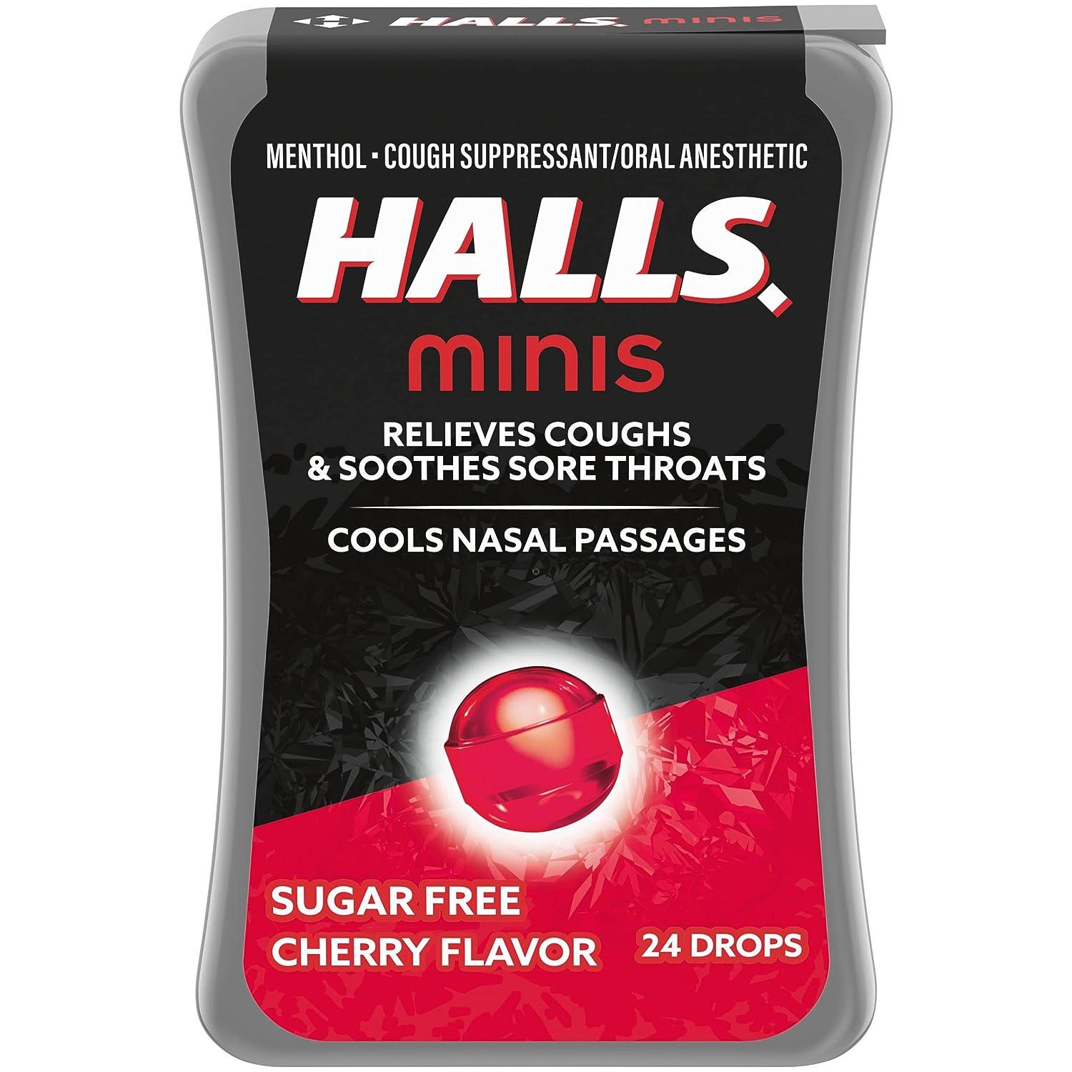 Halls Minis Cerise | Bonbons Contre la Toux Sans Sucre - mondialpharma.com