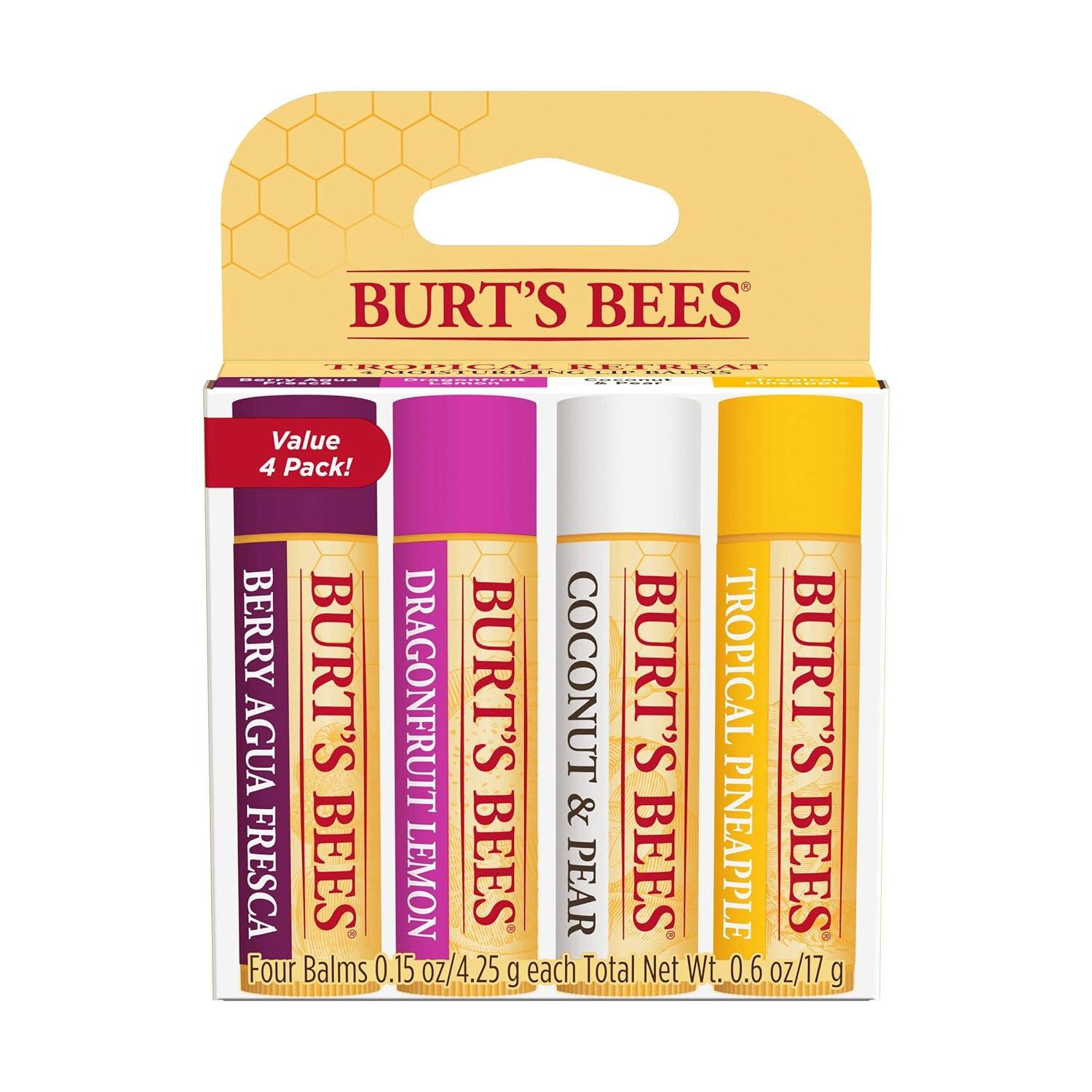 Burt's Bees Baumes à Lèvres Tropicaux - Pack de 4 - mondialpharma.com