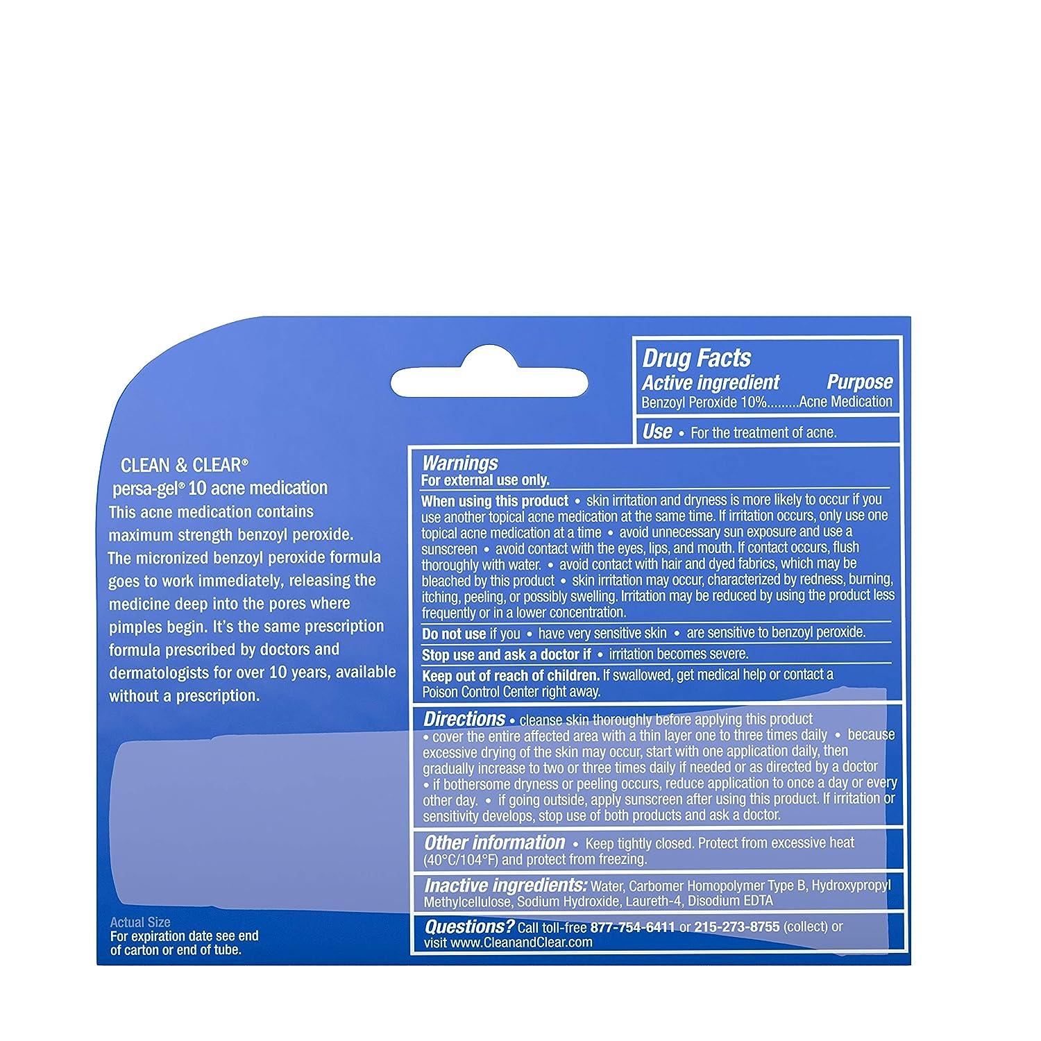 Clean & Clear Persa-Gel 10 | Traitement de l'Acné Peroxyde de Benzoyle à 10% - mondialpharma.com