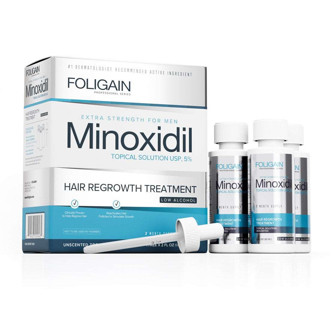FOLIGAIN Minoxidil 5% Traitement de la Repousse des Cheveux (Faiblement Alcoolisée) - mondialpharma.com