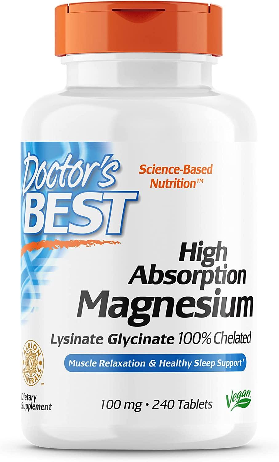 Doctor's Best Magnesium 100mg à Haute Absorption - mondialpharma.com