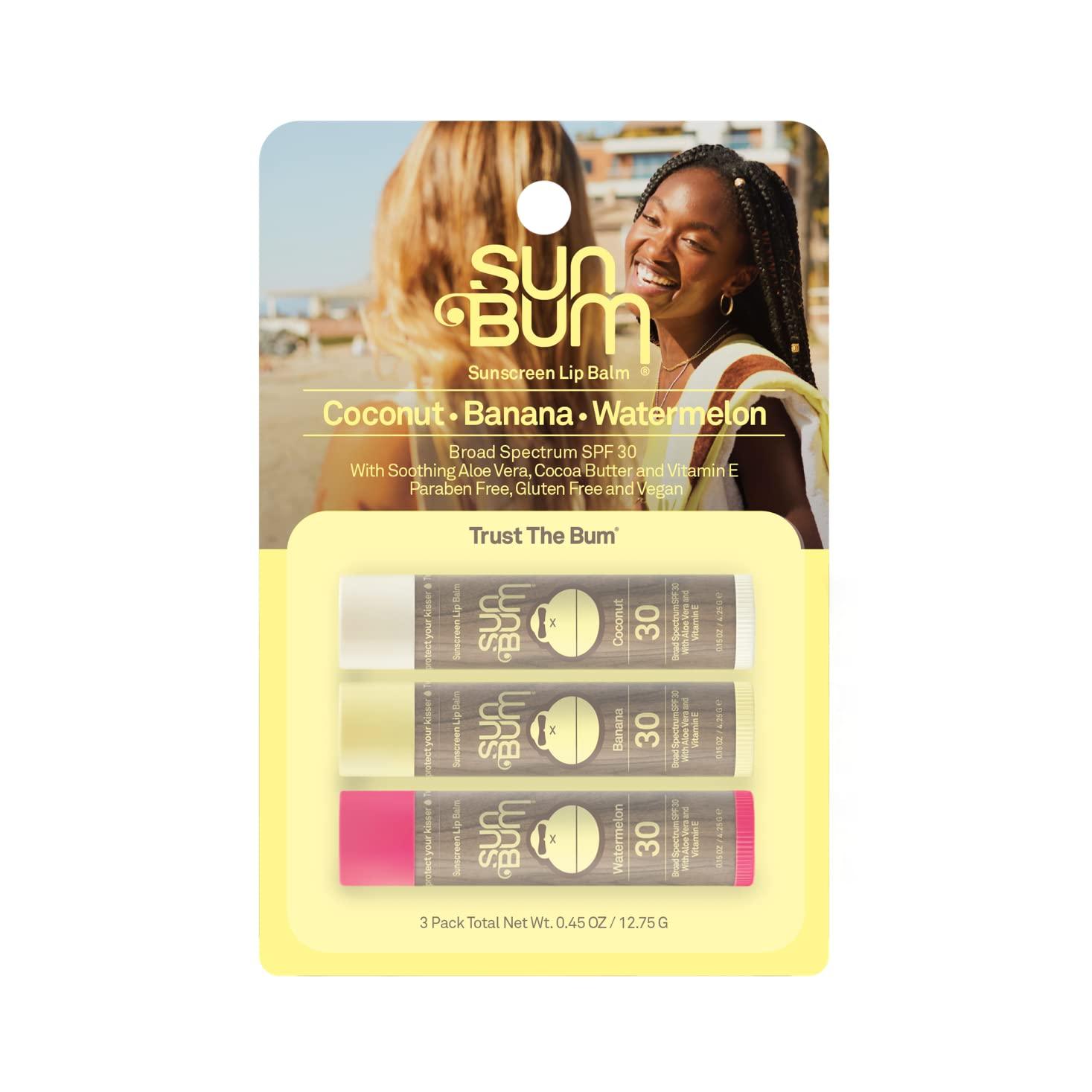 Sun Bum Baume à Lèvres Solaire SPF 30 - Pack de 3 - mondialpharma.com