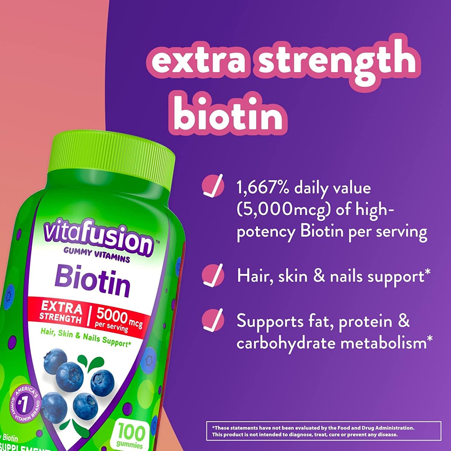 Vitafusion Biotine 5000mcg Gummies Extra Fort - mondialpharma.com