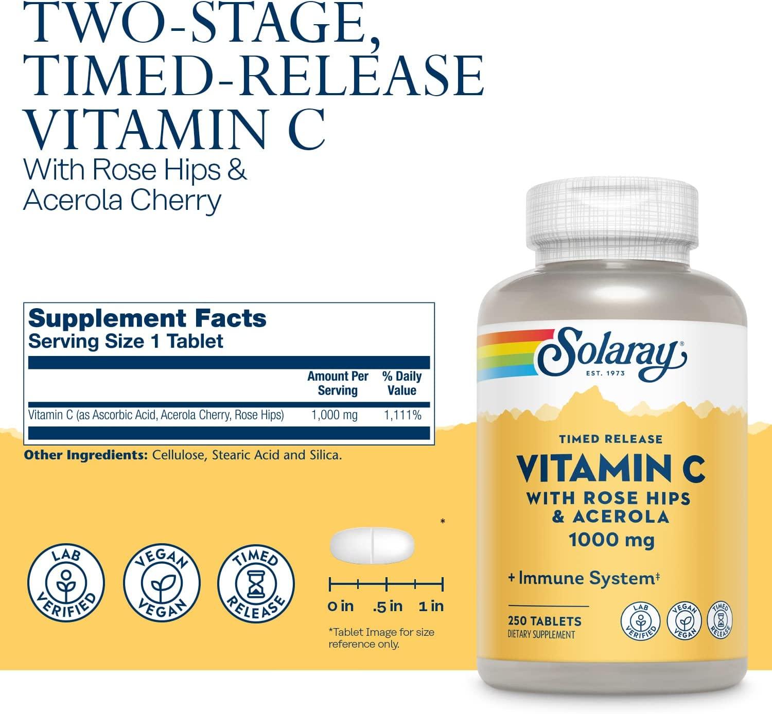 Solaray Vitamine C 1000mg Action Prolongée - mondialpharma.com