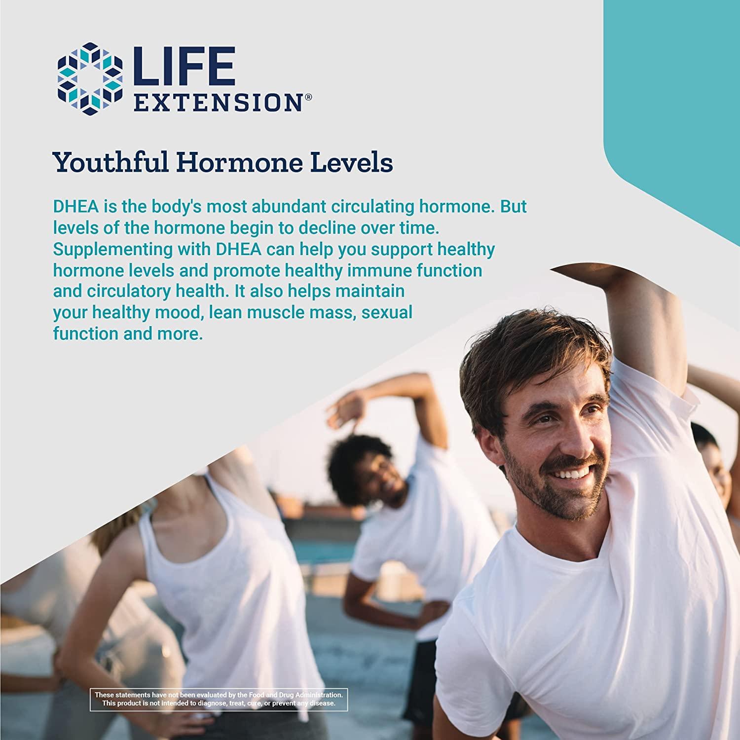 Life Extension DHEA 25mg | Favorise des Niveaux d'Hormones Optimaux - mondialpharma.com