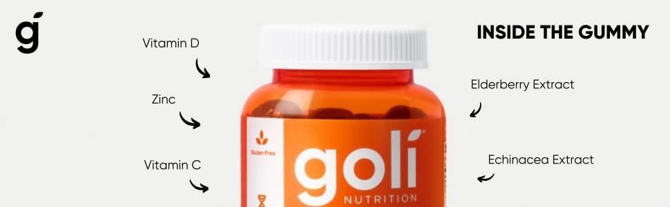 Goli Immunité Triple Action (Vitamine C, D, & Zinc Elderberry Extrait) - mondialpharma.com