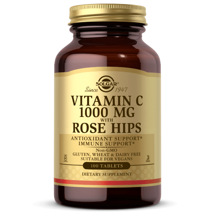 Solgar Vitamine C 1000mg avec Rose Hips (Cynorhodon) - mondialpharma.com