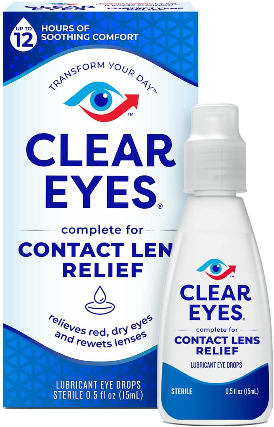 Clear Eyes Gouttes Oculaires pour Soulager les Lentilles de Contact 15mL - mondialpharma.com