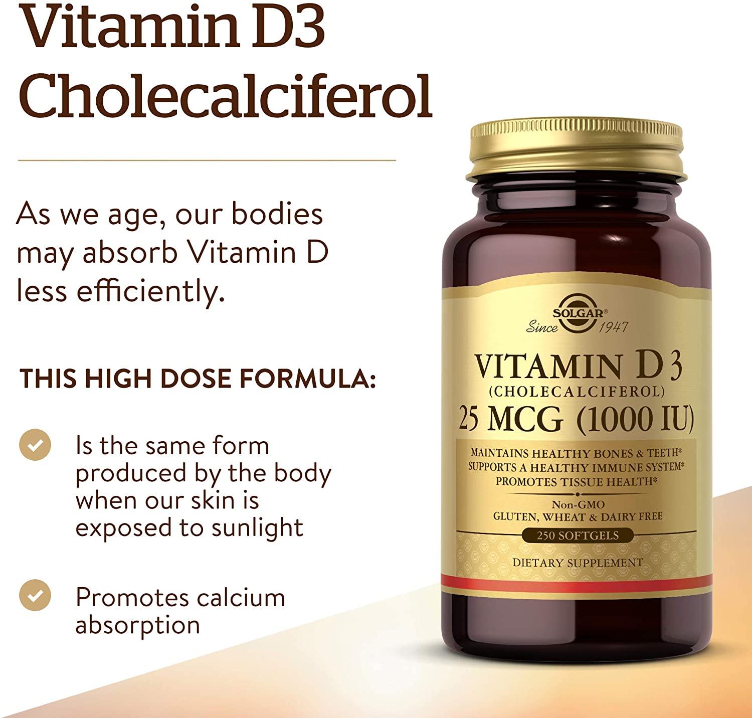 Solgar Vitamine D3 (Cholecalciferol) 25 MCG (1000 IU) - mondialpharma.com