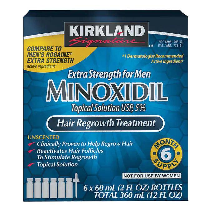 Kirkland Minoxidil 5% Solution Topique pour Hommes | Traitement 6 mois - mondialpharma.com