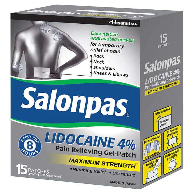 Salonpas LIDOCAINE 4% Gel-Patch Antidouleur - mondialpharma.com