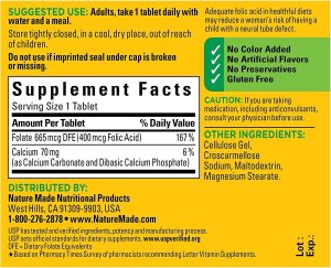 Nature Made Acide Folique 400 mcg - mondialpharma.com