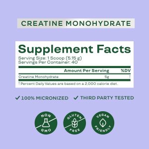 Bloom Nutrition Créatine Monohydrate tableau nutritionnel ingredients